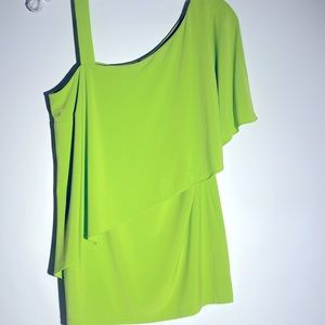 Coco Blanco Lime Green Asymmetrical Top Size Medium